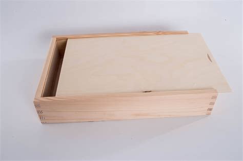 unfinished wood box sliding lid